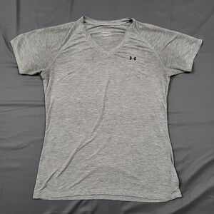 Under Armour Womens UA Tech HeatGear Loose V-Neck T-Shirt Gray‎ Medium Heathered